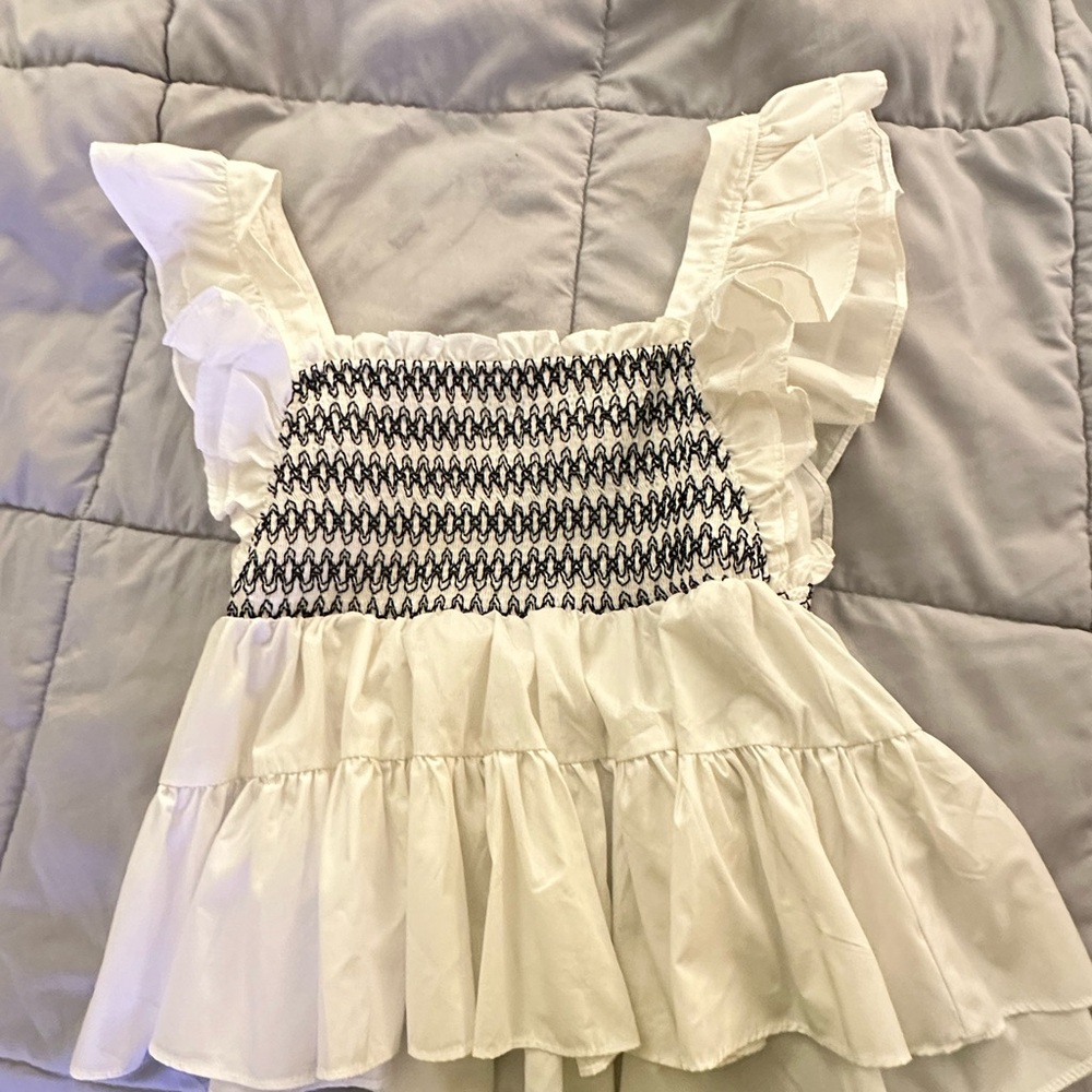 White Ruffled Smocked Top